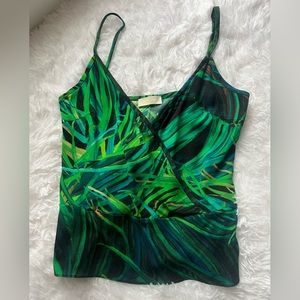 ELIE SAAB Beautiful Tropical Tank Top Green Black